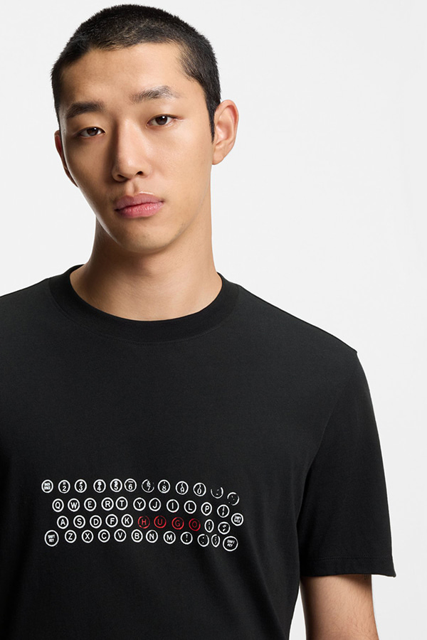 ΜΠΛΟΥΖΑ T-SHIRT HUGO - 001 ΜΑΥΡΟ